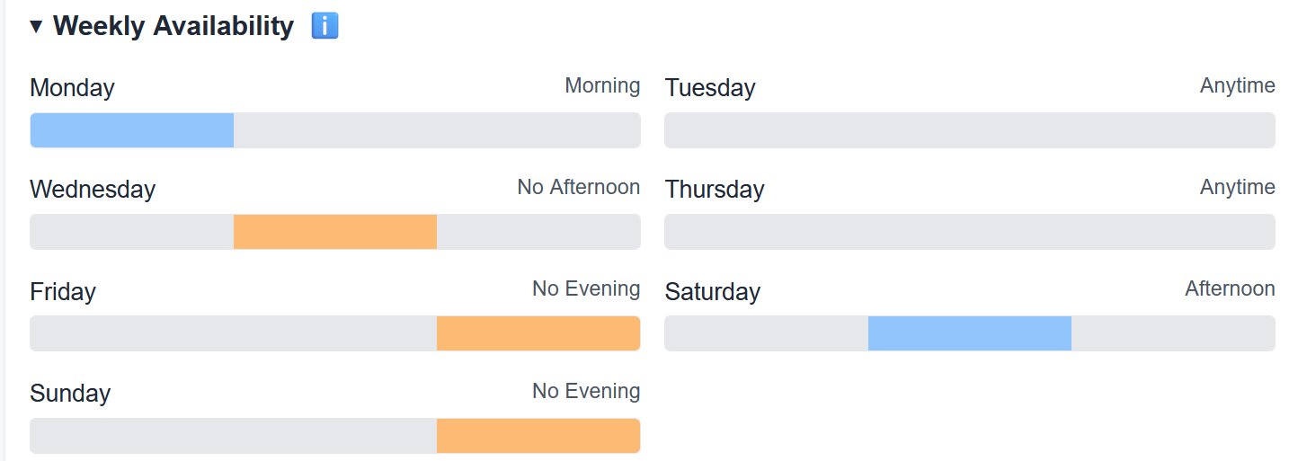 Weekly Availability UI